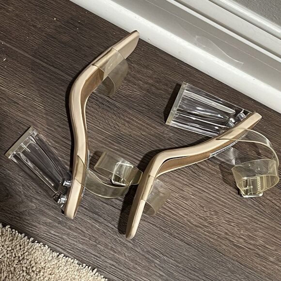 STEVE MADDEN Womens Transparent Camille Round Toe Block Heel Sandals Shoes 5.5 M - Picture 6 of 6